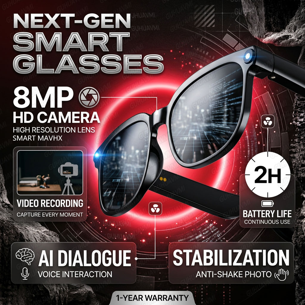 Audio Hd Music - Kabellose Smart-Kamera-Brille 1080P HD Videoaufnahme Open-Ear