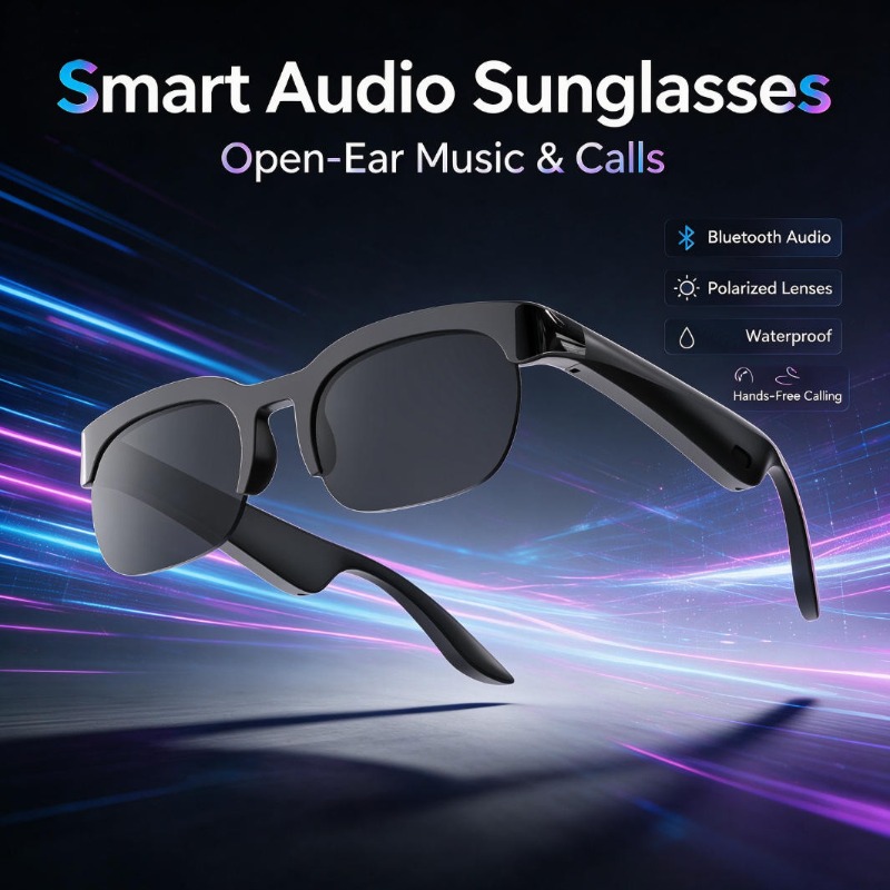 Audio Music Voice - Smarte Audio-Sonnenbrille mit Open-Ear-Bluetooth-Technologie, polarisierten Gläsern,