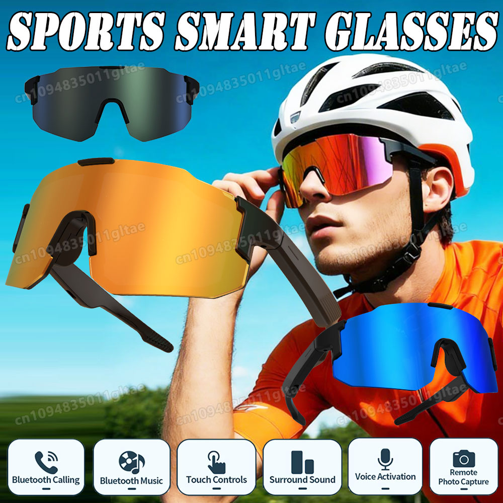 Audio Music Voice - Fahrrad-Smartbrille mit Kamera, Bluetooth-Anruffunktion, Anti-Shake-Sonnenbrille für