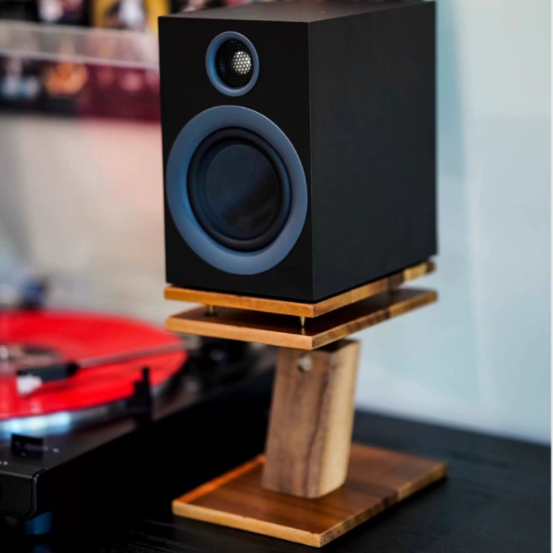 Music Stand Folding - Massivholz Desktop-Lautsprecherständer Höhenverstellbares Monitor-HIFI-Rack Anti-Vibrations-Audiohalterung Sound-Musikgeräte-Unterstützung